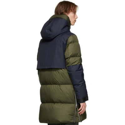 Shop Mackage Green And Navy Down Simon Coat In Army/navy