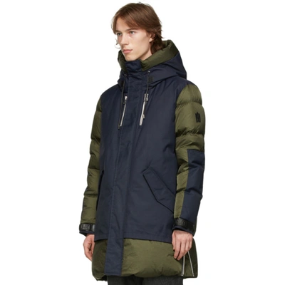 Shop Mackage Green And Navy Down Simon Coat In Army/navy