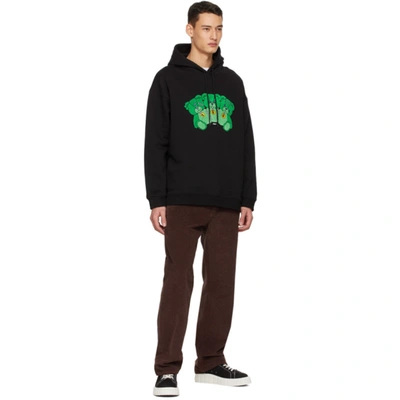 Shop Msgm Black Creepy Teddy Patch Hoodie In 99 Black