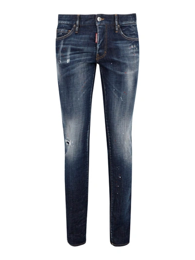 Shop Dsquared2 Cotton Denim Skinny Jeans In Dark Wash