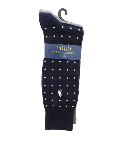 Shop Polo Ralph Lauren 2 Socks Set In Blue And Grey In Multicolour