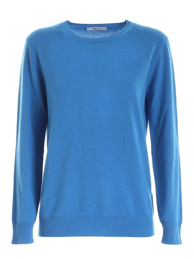 Shop Kangra Cashmere Cashmere Wooll Blend Crewneck Jumper In Light Blue