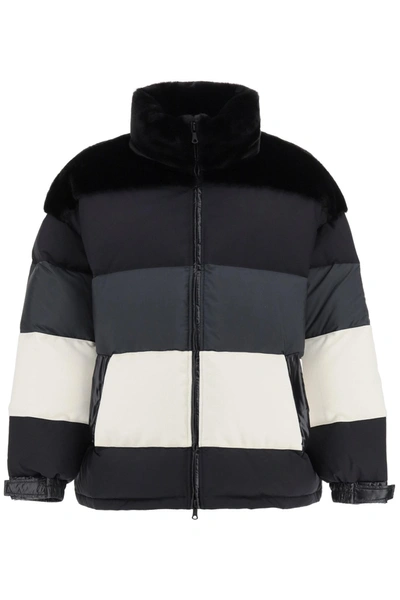 Shop Valentino Over Colour Block Down Jacket In Nero Multicolor