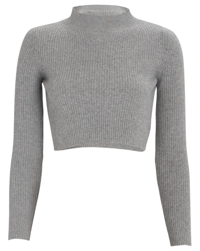 Shop Andamane Enny Cropped Wool-cashmere Sweater In Grey
