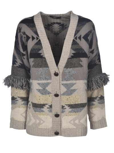 Shop Max Mara Denver Cardigan In Beige Brown And Grey