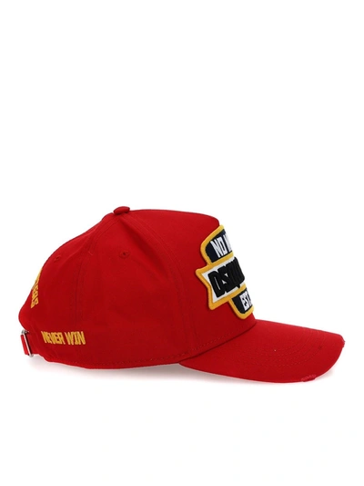 Shop Dsquared2 Logo Patch Baseball Cap In Red