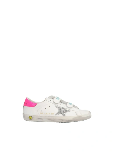 Shop Golden Goose Old School Sneakers In White And Fuchsia