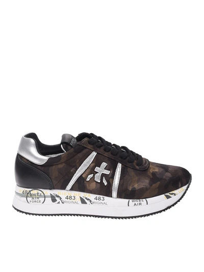 Shop Premiata Conny Sneakers In Camouflage In Green