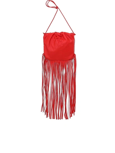 Shop Bottega Veneta The Fringe Shoulder Bag In Red