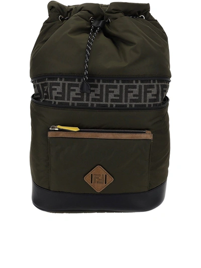 Shop Fendi Ff Logo Expandable Backpack In Green