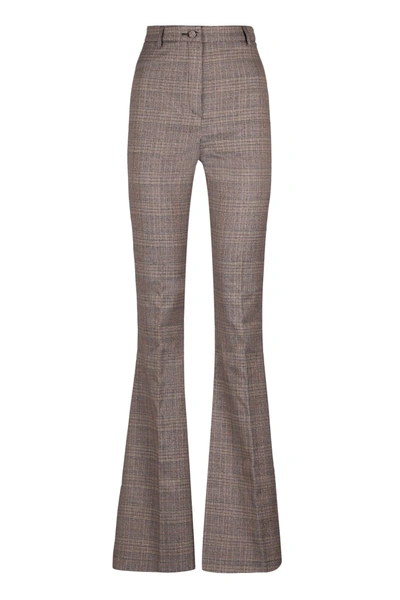 Shop Hebe Studio Bianca Prince Of Wales Trousers In Brown