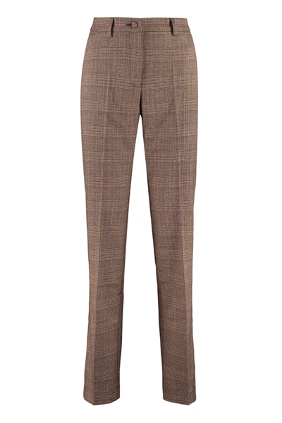 Shop Hebe Studio Lover Prince Of Wales Trousers In Brown