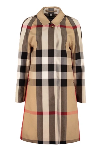 Shop Burberry Checked Print Coat In Multicolor