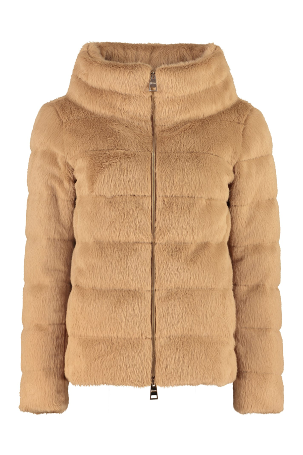 Herno Faux Fur Padded Jacket In Light Brown | ModeSens