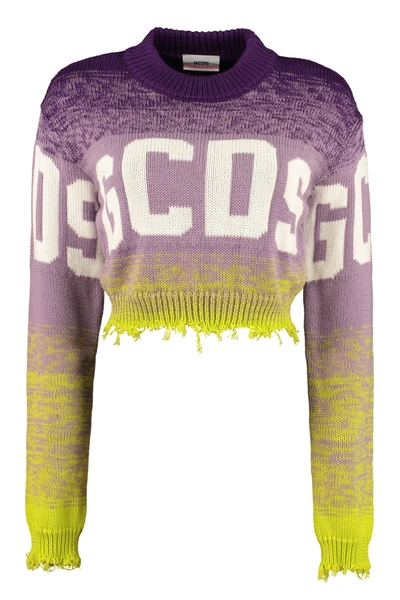 Shop Gcds Logo Crew-neck Pullover In Purple