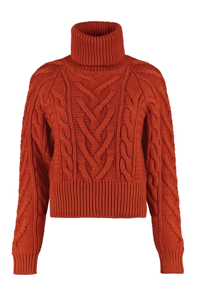Shop Dolce & Gabbana Cable Knit Sweater In Copper