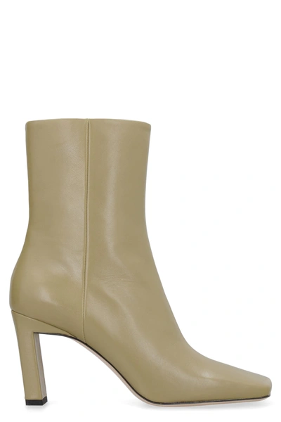 Shop Wandler Isa Leather Ankle Boots In Green