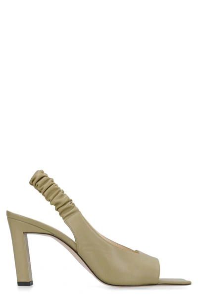 Shop Wandler Isa Leather Slingback Pumps In Green