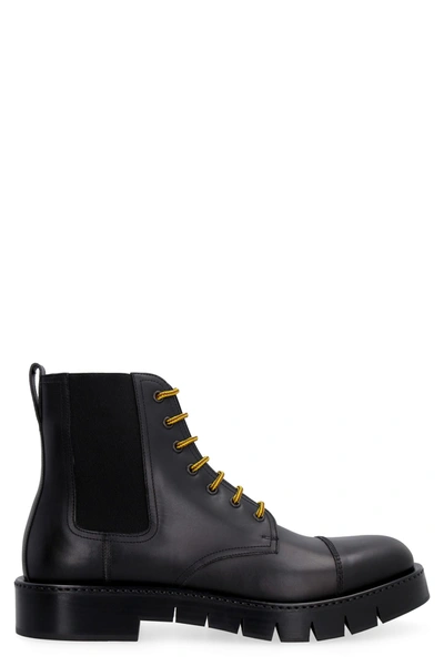 Shop Ferragamo Rosco Leather Combat Boots In Black