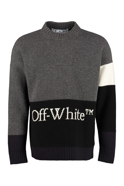 Shop Off-white Virgin Wool Crew-neck Sweater In Multicolor