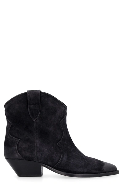 Isabel Marant Gray Dewina Ankle Boots In Black