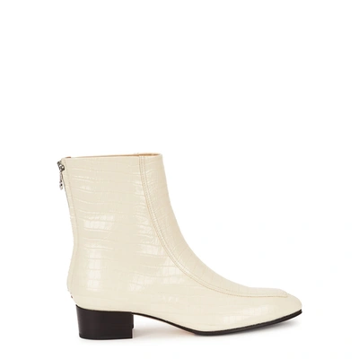 Shop Aeyde Amelia 40 Cream Crocodile-effect Leather Ankle Boots