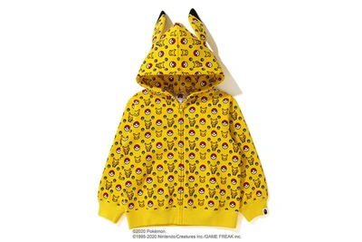 Pre-owned Bape  X Pokemon Kids Zip Hoodie Yellow