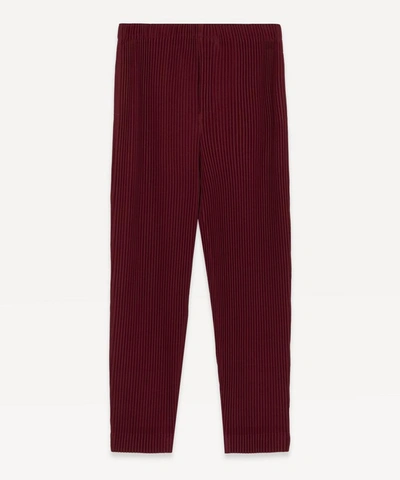 Shop Issey Miyake Tapered Cropped Trousers In Wine Red