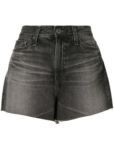 Shop Ag Raw-edge High-waisted Shorts In Black