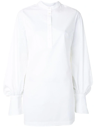 Shop Palmer Harding Kapori Long-line Puff Sleeve Shirt In White