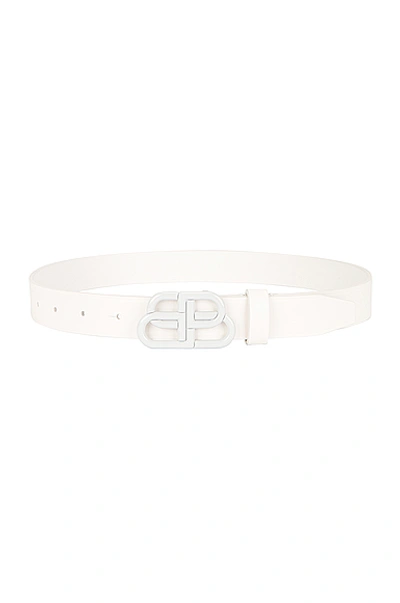 Shop Balenciaga Bb Thin Belt In White