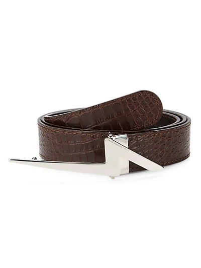 Shop Giuseppe Zanotti Flash Croc-embossed Leather Belt