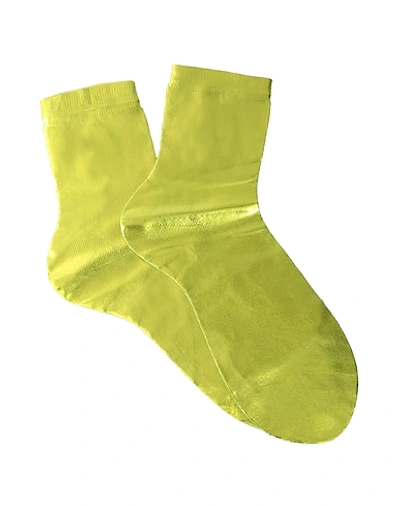 Shop Maria La Rosa Short Socks In Acid Green
