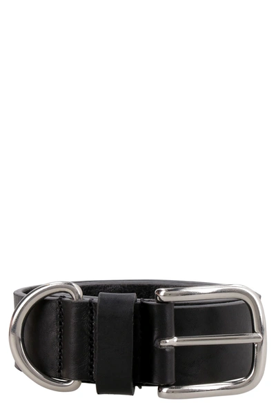 Shop Ami Alexandre Mattiussi Leather Belt In Black