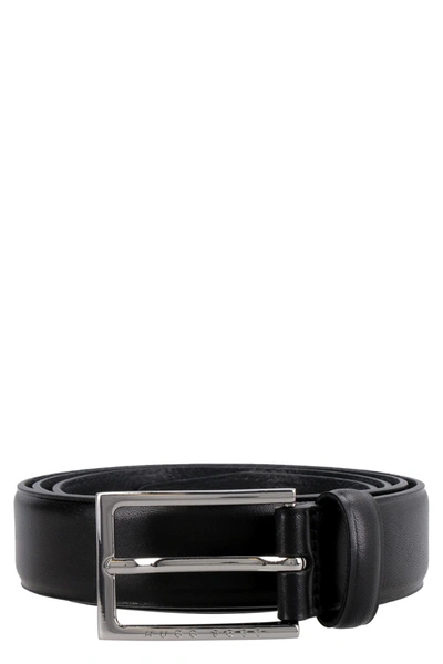 Shop Hugo Boss Leather Belt With Buckle In Black