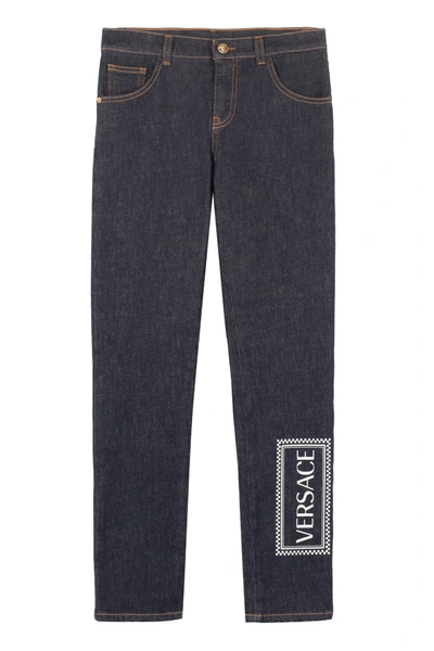 Shop Young Versace 5-pocket Jeans In Denim