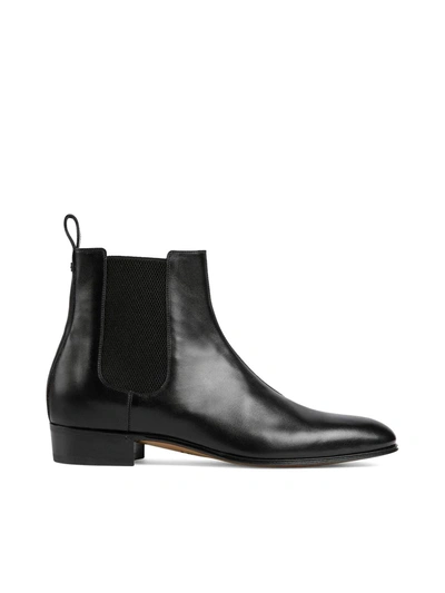 Shop Gucci Leather Ankle Boots In Black