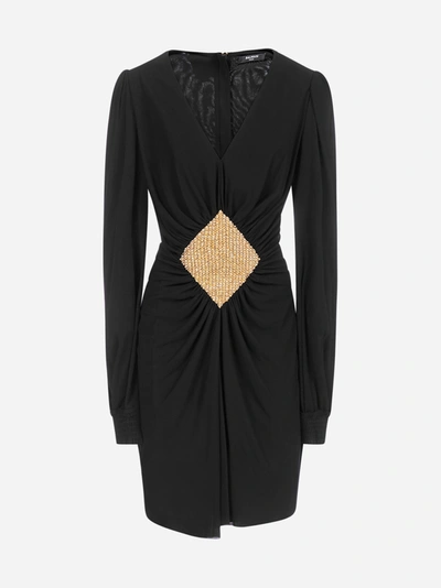 Shop Balmain Crystal-embellishment Viscose Mini Dress