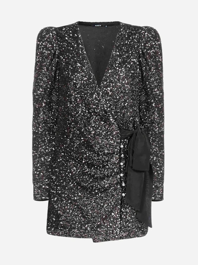 Shop Amen Sequins Wrap Mini Dress