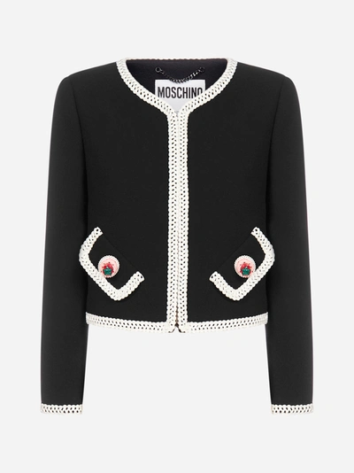 Shop Moschino Stretch-wool Cropped Jacket