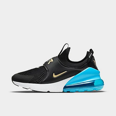 Shop Nike Big Kids' Air Max 270 Extreme Casual Shoes In Black/dark Smoke Grey/baltic Blue/metallic Gold Star