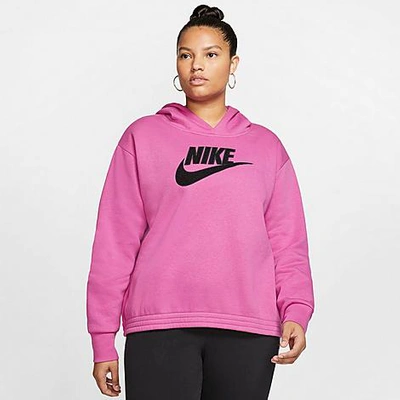 Shop Nike Women's Sportswear Icon Clash Hoodie (plus Size) In Cosmic Fuchsia