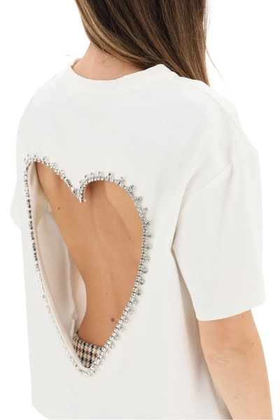 Shop Area T-shirt With Cut-out Heart And Crystals In White