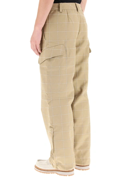 Shop Jacquemus Checkered Cargo Pants In Beige,brown
