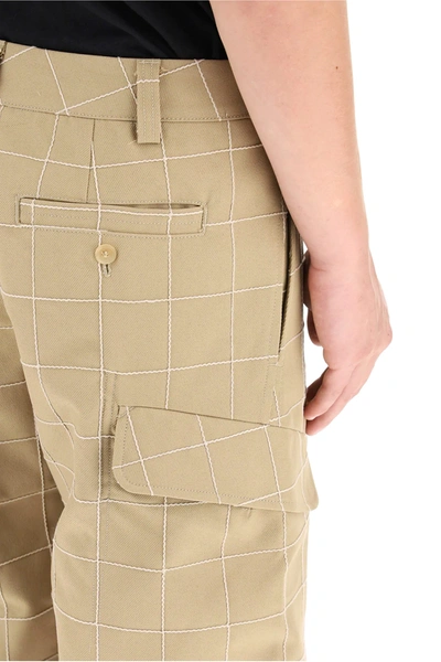 Shop Jacquemus Checkered Cargo Pants In Beige,brown