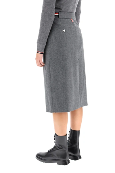 Shop Thom Browne Pencil Skirt In Wool Flannel In Grey