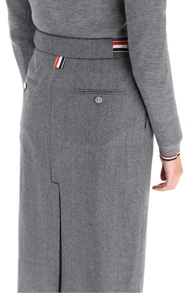 Shop Thom Browne Pencil Skirt In Wool Flannel In Grey