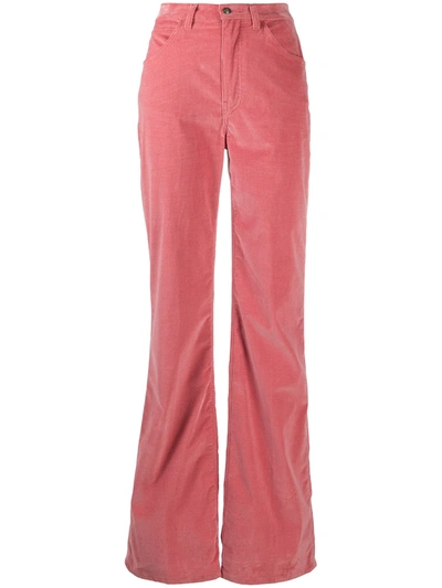 Shop Etro Flared Corduroy Trousers In Pink