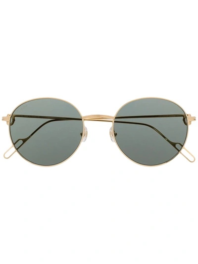 Shop Cartier Ct0249s Round Frame Sunglasses In Gold