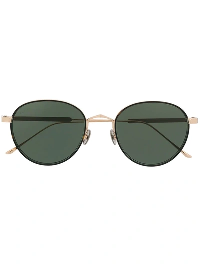 Shop Cartier Ct0250s Round Frame Sunglasses In Gold